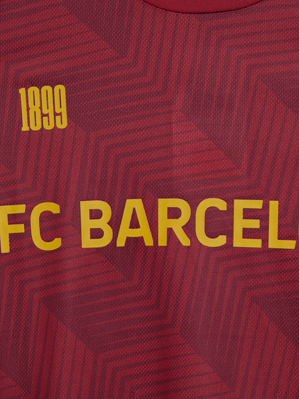Bordo Bisiklet Yaka Fc Barcelona Baskılı Erkek Çocuk Tişört-2