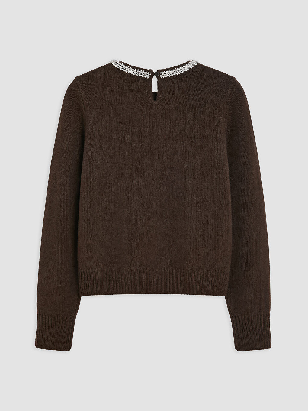 Crew Neck Rhinestone Embellished Women's Knitwear Sweater-5