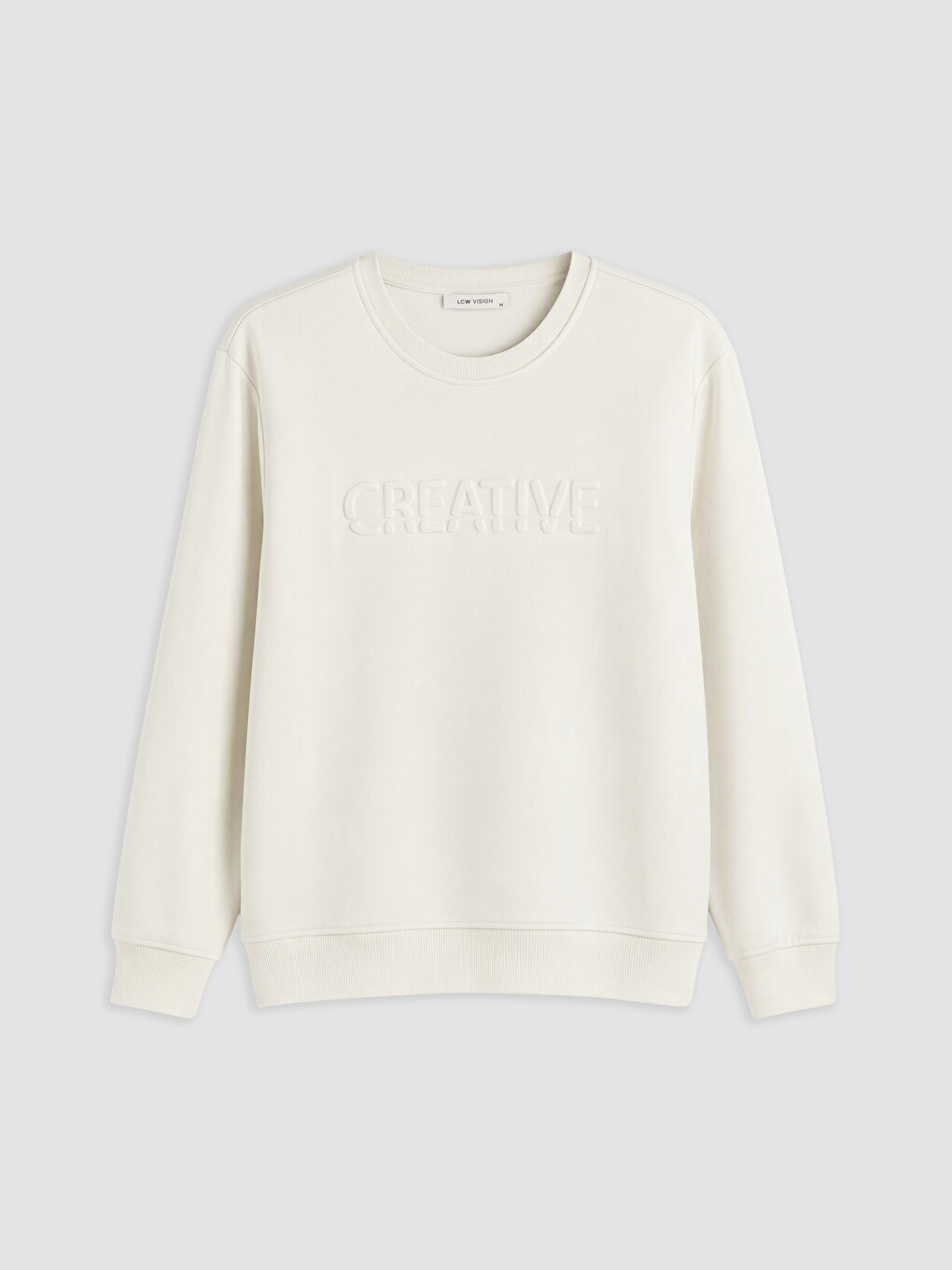 Gri Bisiklet Yaka Baskılı Erkek Kalın Sweatshirt-4