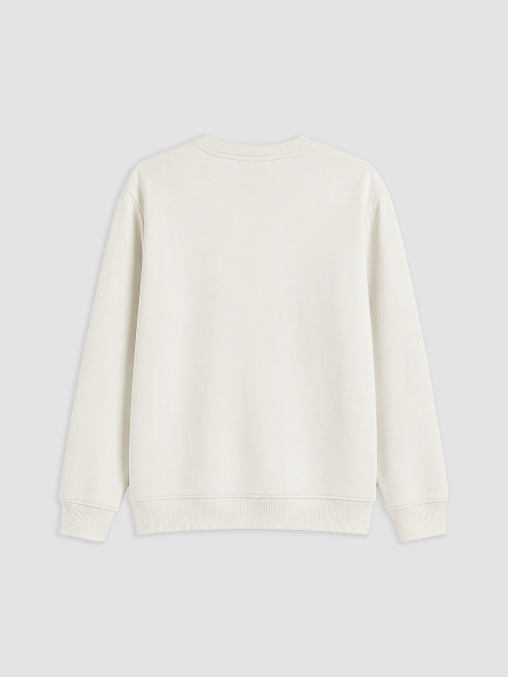 Gri Bisiklet Yaka Baskılı Erkek Kalın Sweatshirt-5
