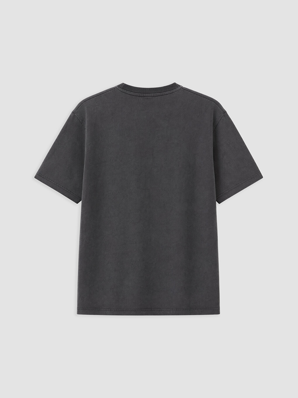 Antrasit Baskılı %100 Pamuklu Oversize Kadın Tişört-1