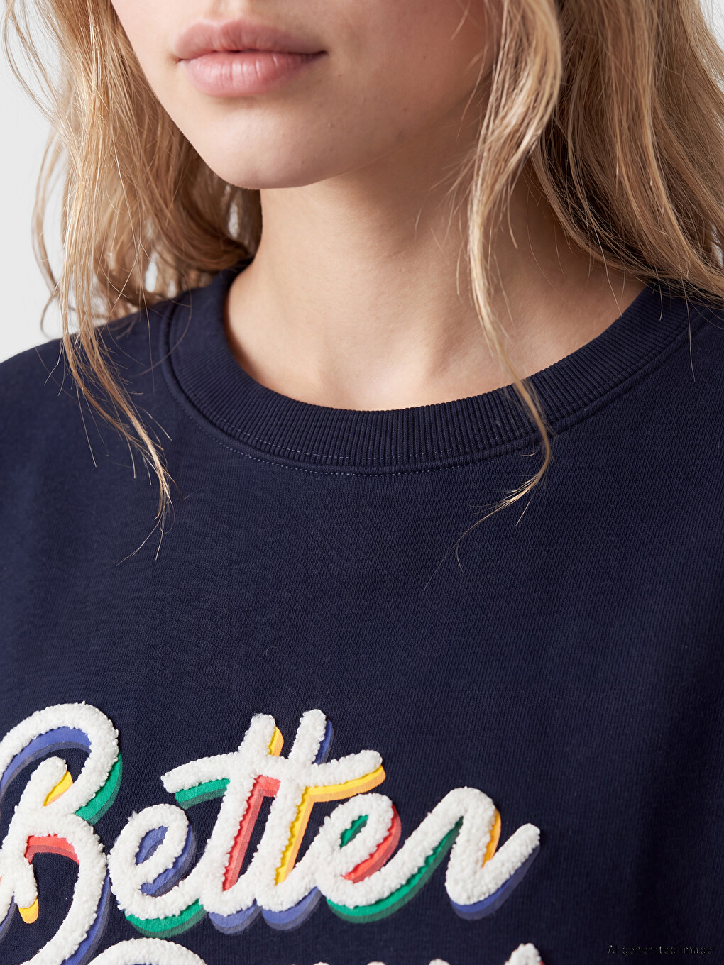 Crew Neck Embroidered Women's Thick Sweatshirt-2