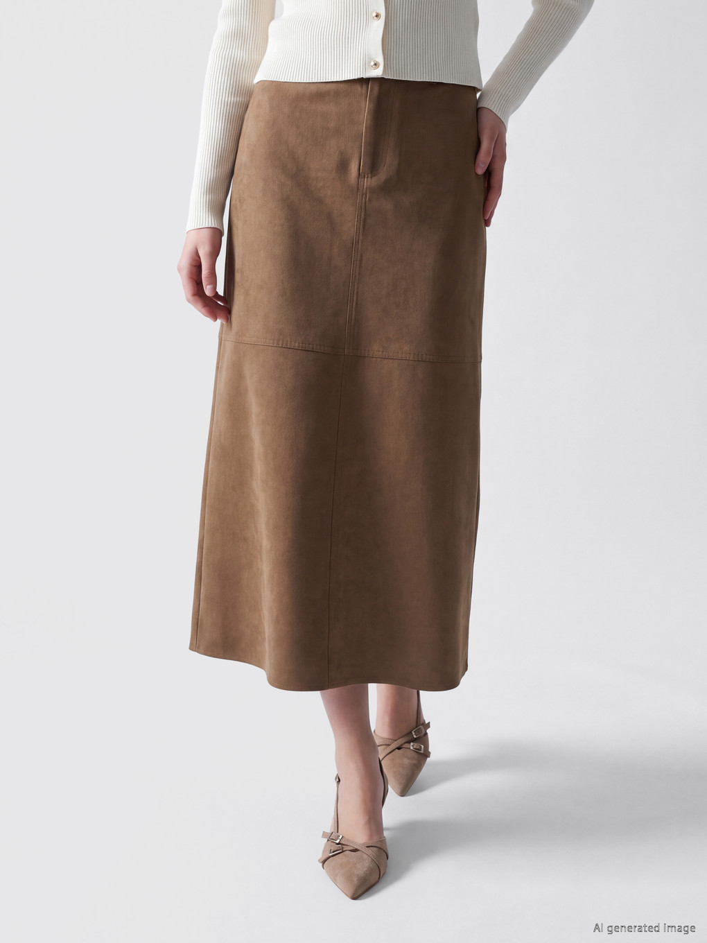 A-line Faux Suede Skirt-1