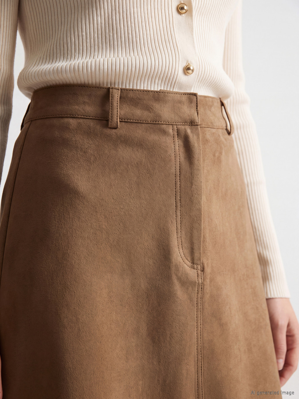 A-line Faux Suede Skirt-2