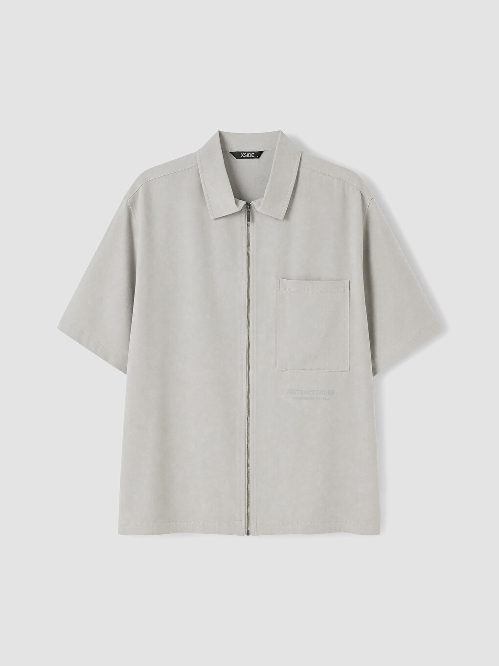 Gri Loose Fit Gabardin Erkek Gömlek