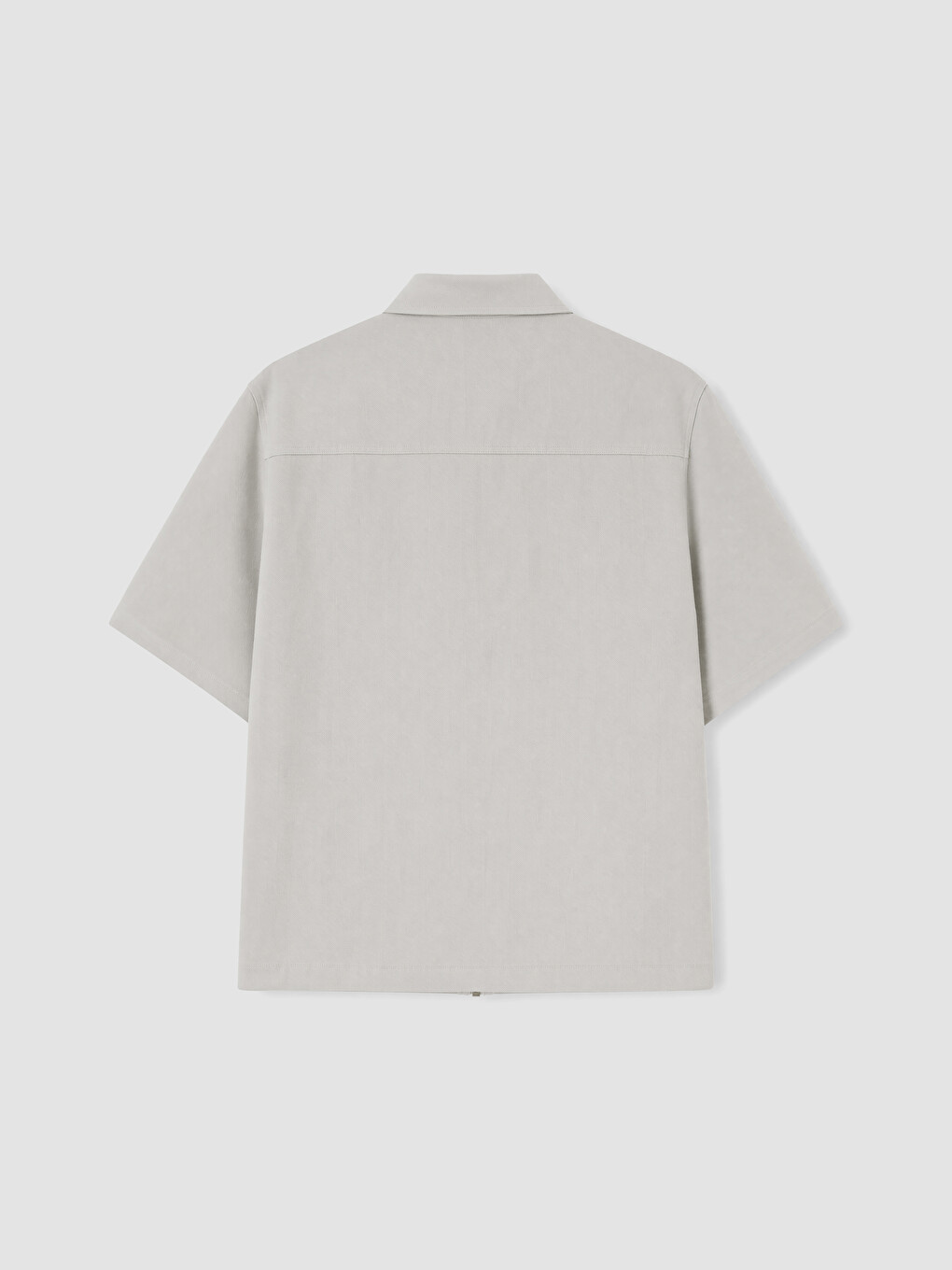 Gri Loose Fit Gabardin Erkek Gömlek-3