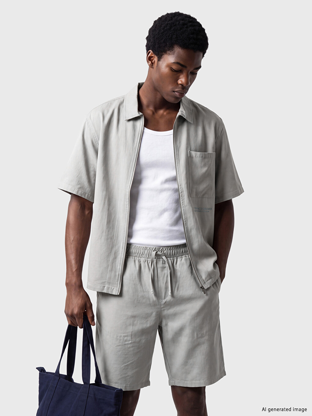 Loose Fit Gabardine Men's Shirt