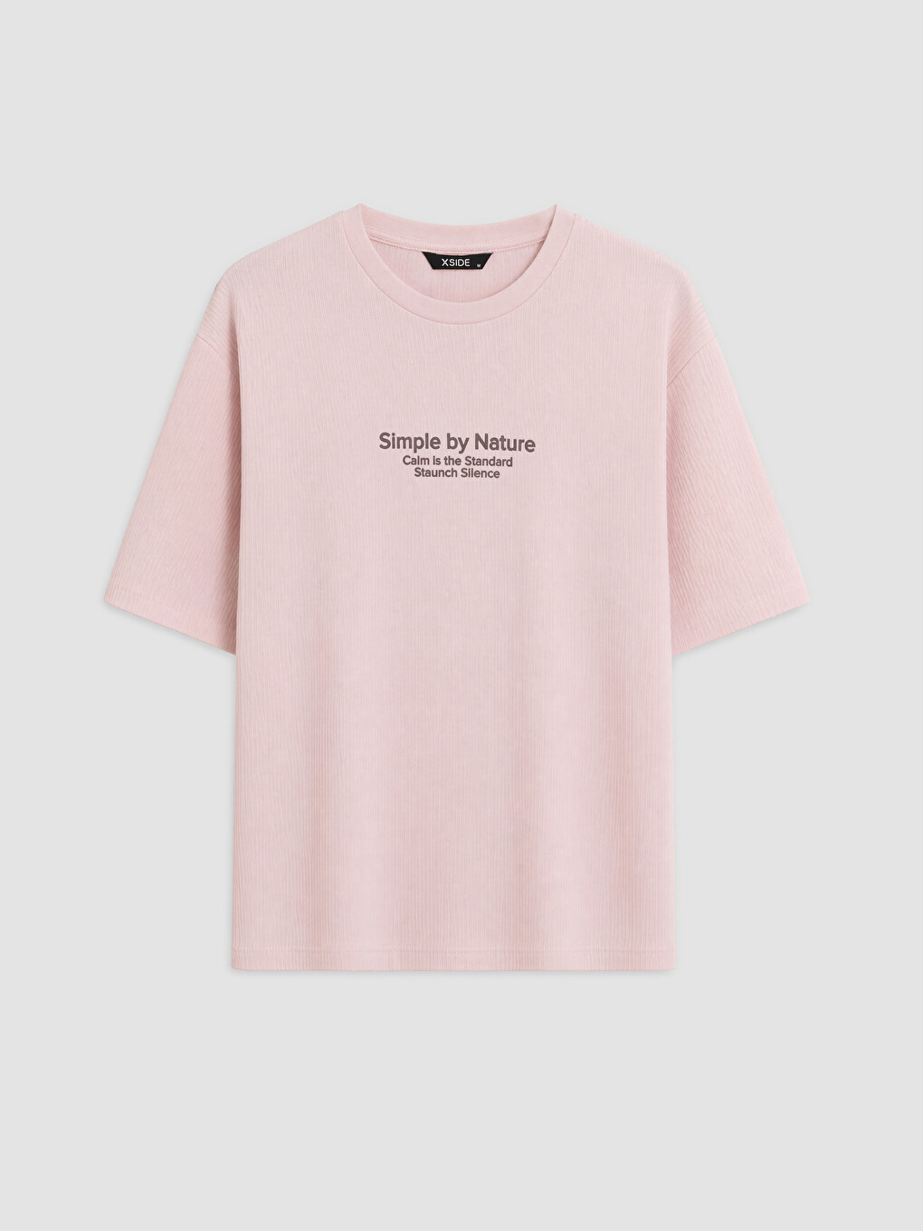 Pembe Bisiklet Yaka Baskılı Erkek Tişört