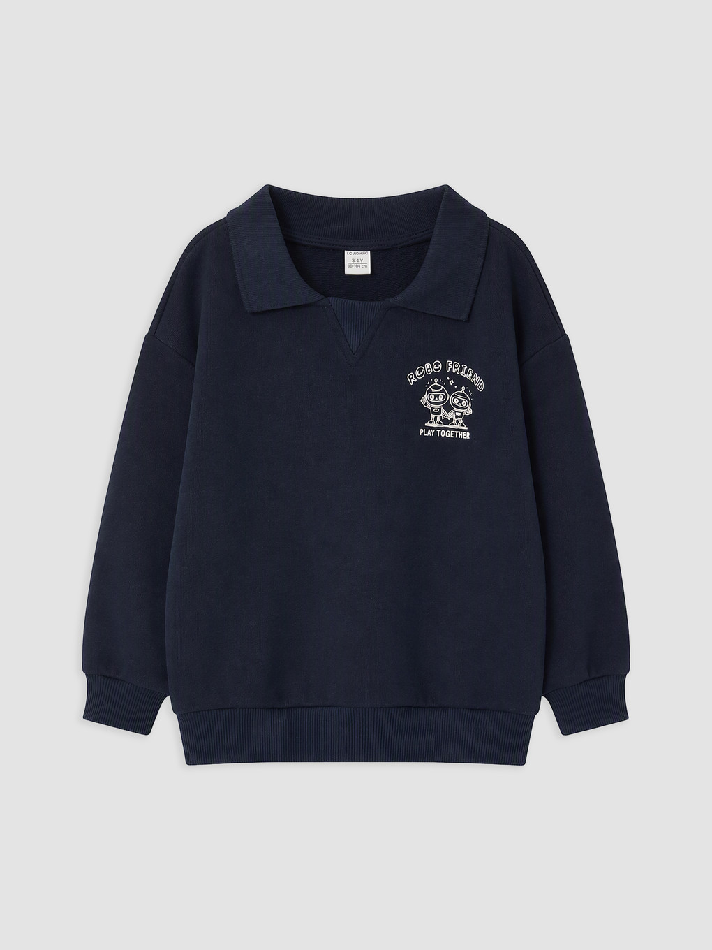 Lacivert Polo Yaka Baskılı Erkek Çocuk Takım-1