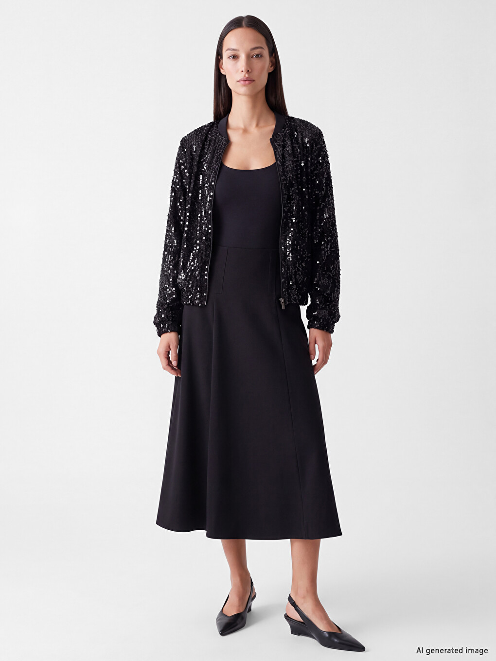 Bomber Collar Sequined Women's Cardigan-1