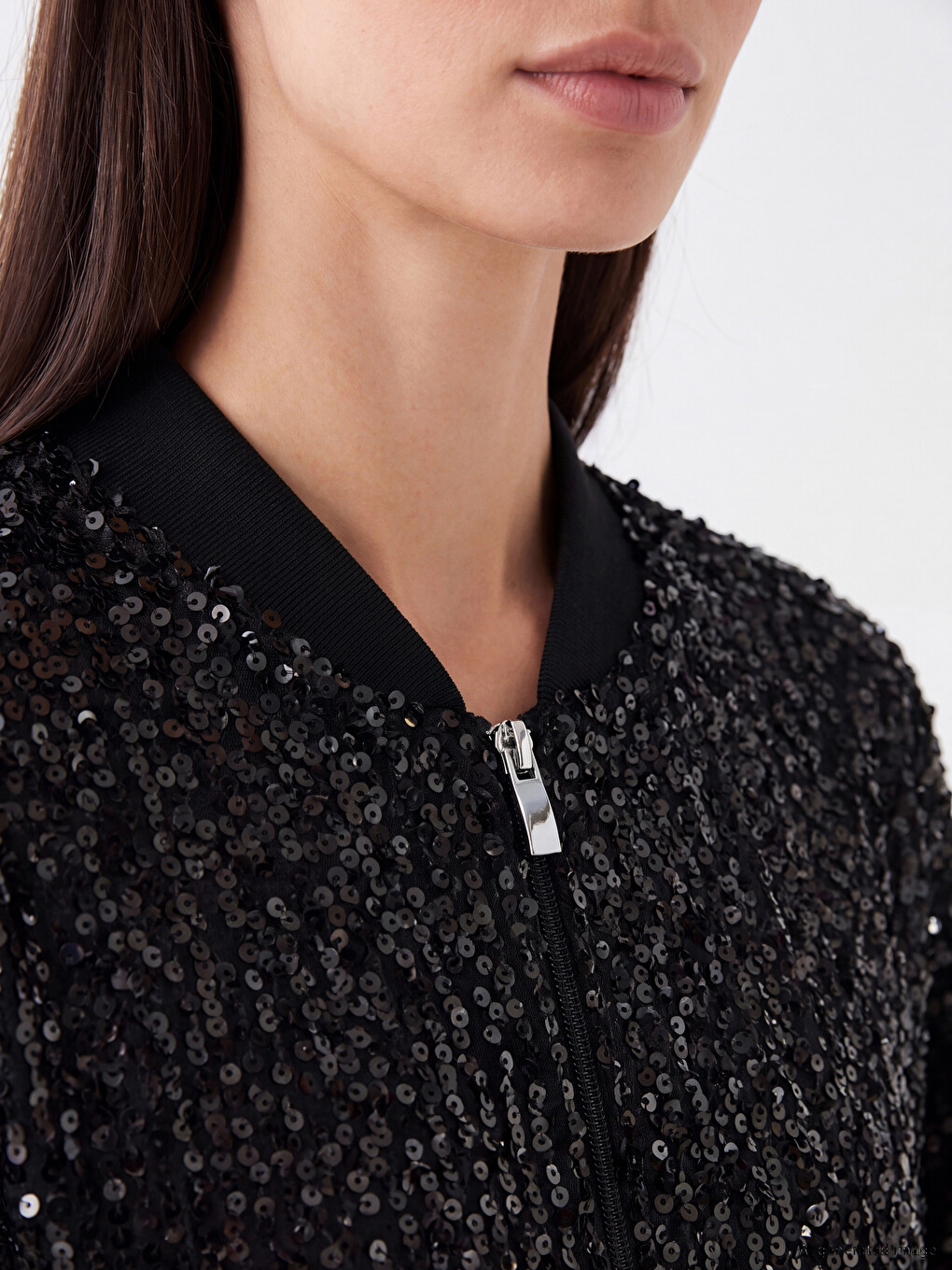 Bomber Collar Sequined Women's Cardigan-2