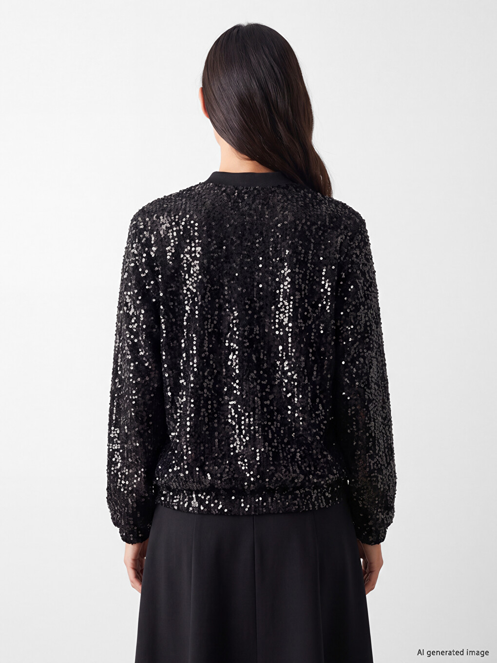 Bomber Collar Sequined Women's Cardigan-3