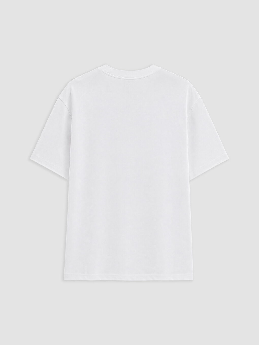Beyaz %100 Pamuklu Oversize Kadın Tişört-1