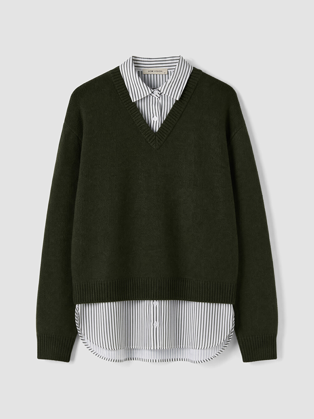 V Neck Shirt-look Women's Knitwear Sweater-4