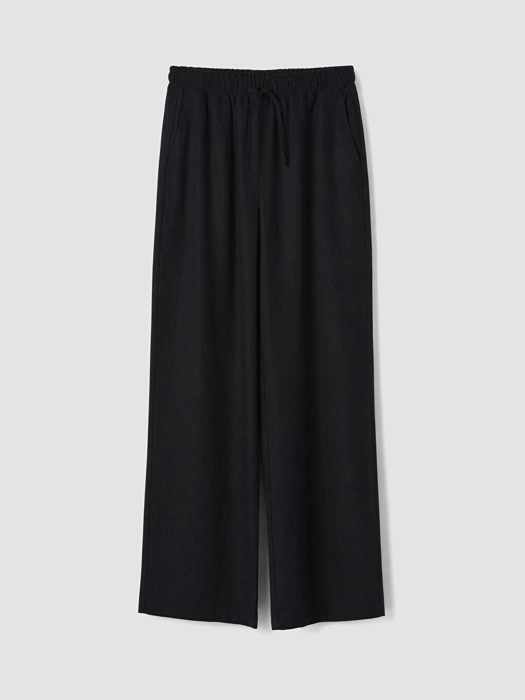 Elastic Waist Linen Blend Women's Trousers-4