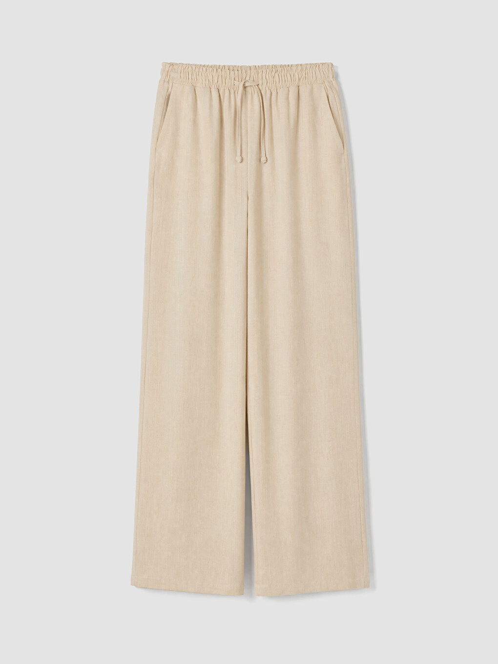 Elastic Waist Linen Blend Women's Trousers-4