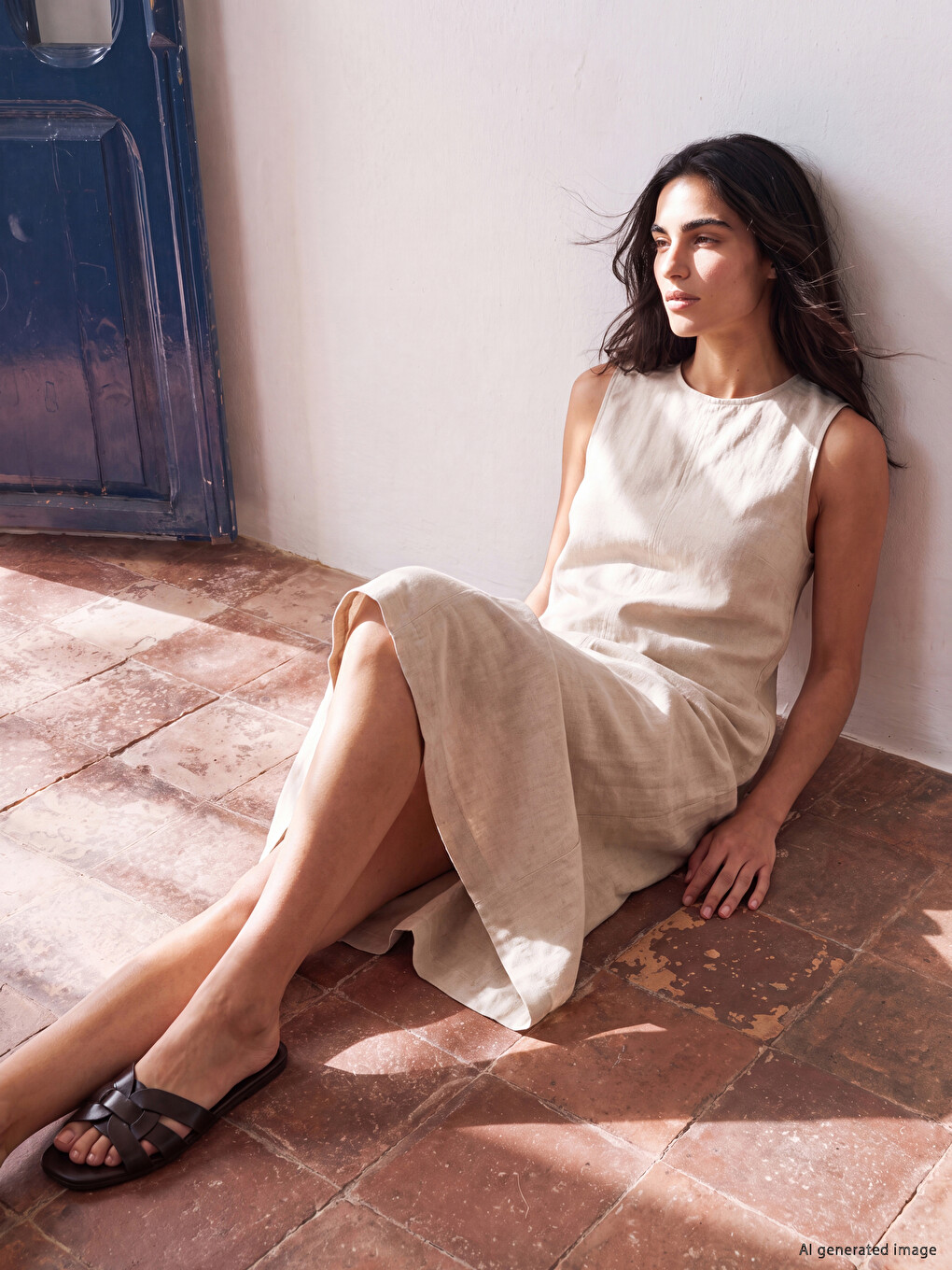 Linen Blend A Form Dress