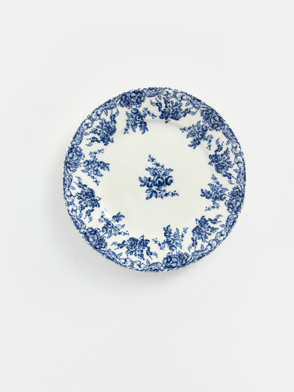 Mavi Çiçekli Porselen Pasta Tabağı 19 Cm-1