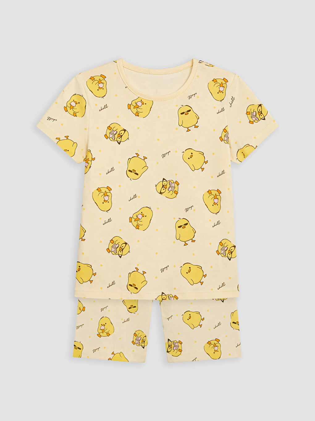 Sarı Kız Çocuk Şortlu Pijama Takımı