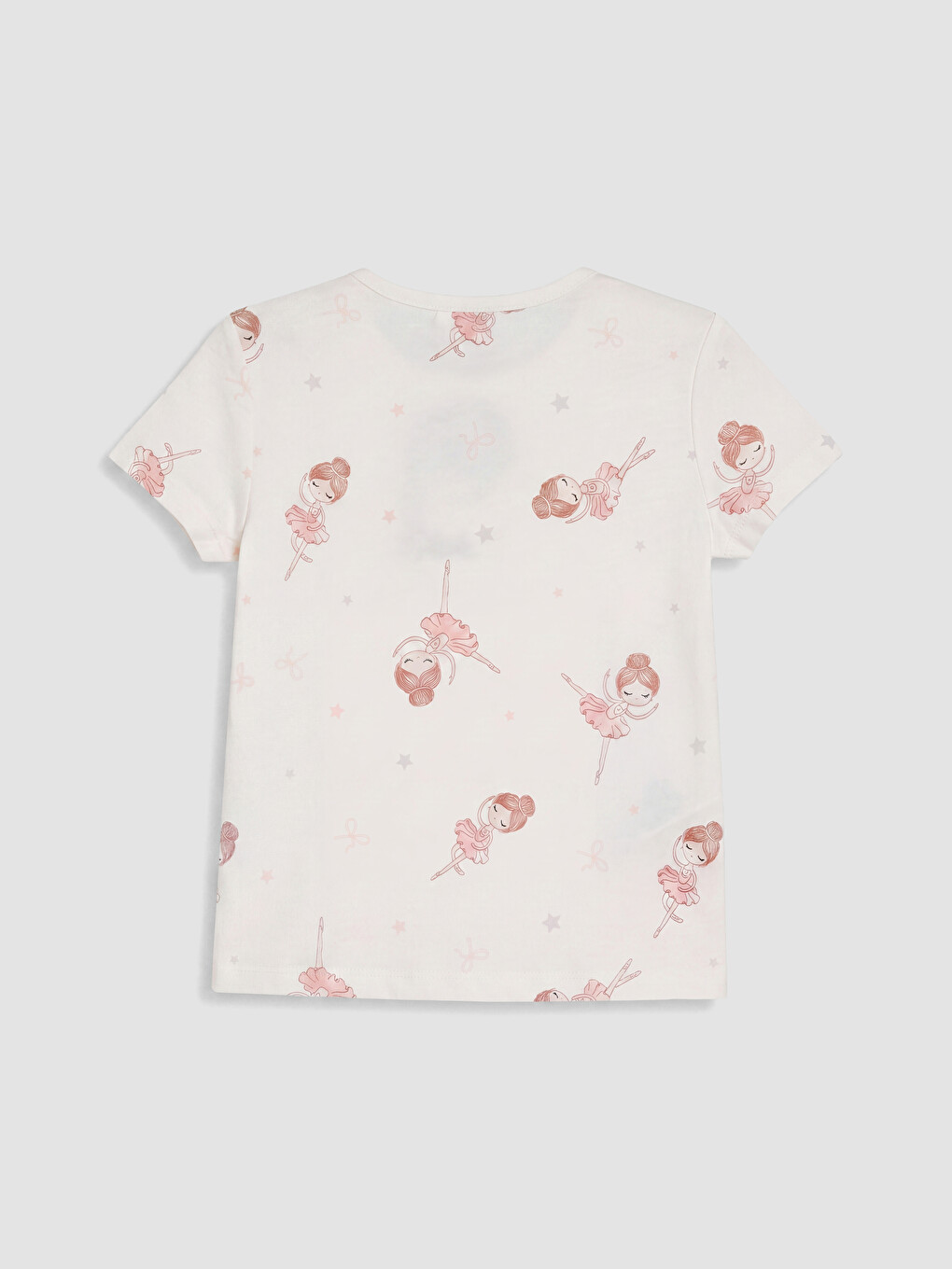 Ekru Bisiklet Yaka Kız Çocuk Şortlu Pijama Takımı-3