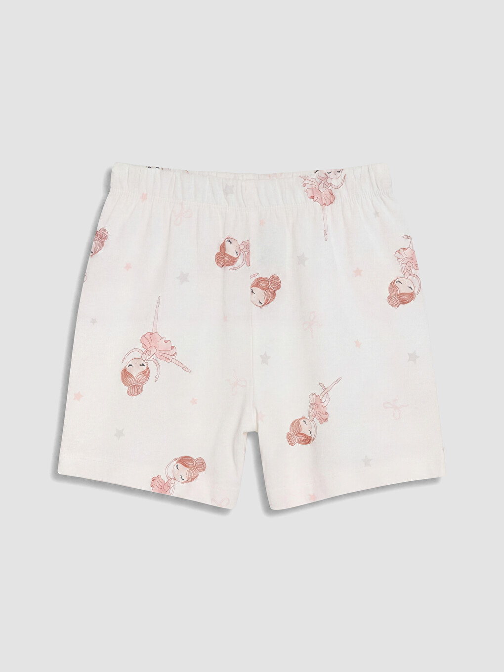 Ekru Bisiklet Yaka Kız Çocuk Şortlu Pijama Takımı-6