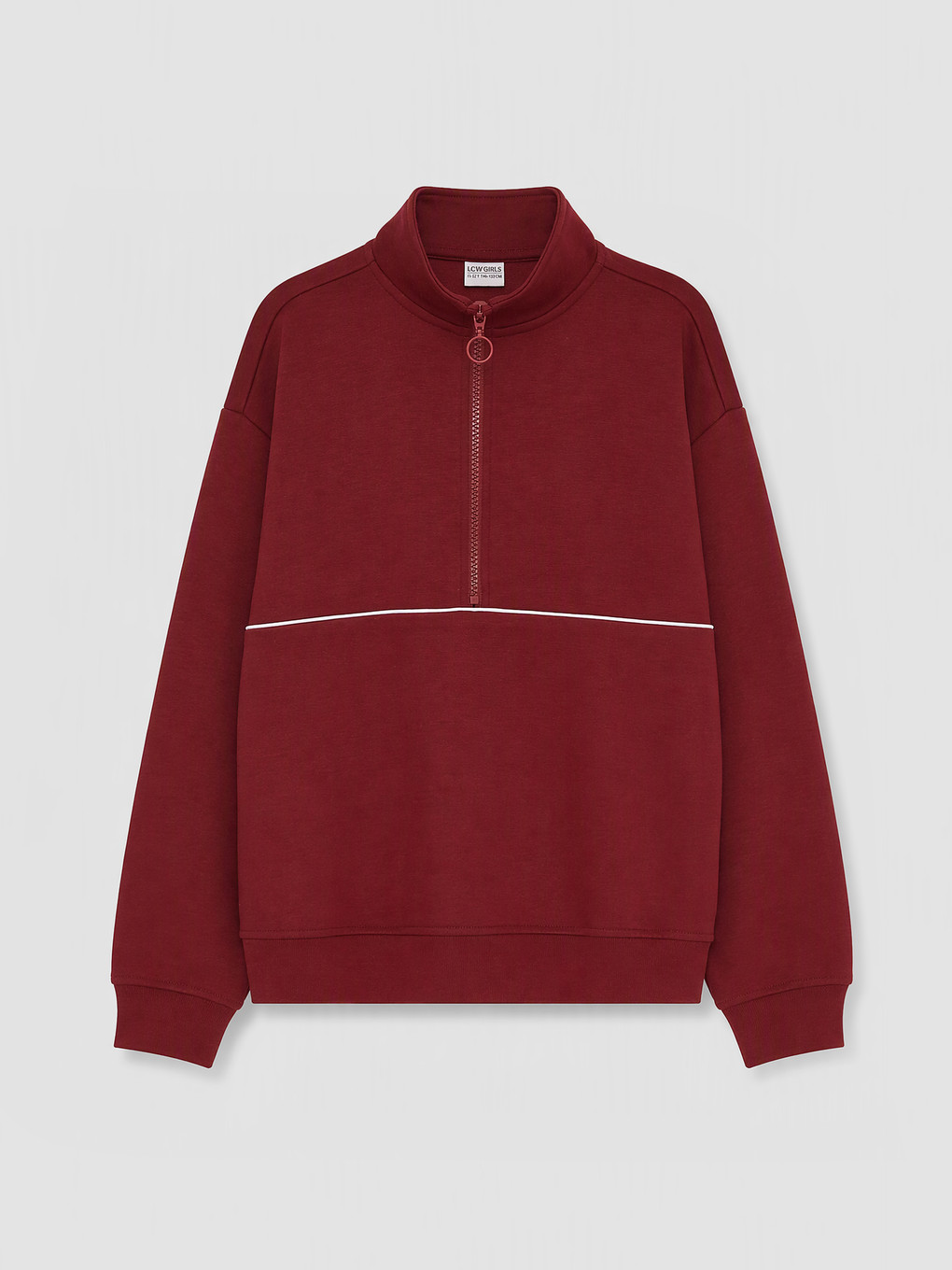 Bordo Dik Yaka Kız Çocuk Soft Touch Sweatshirt