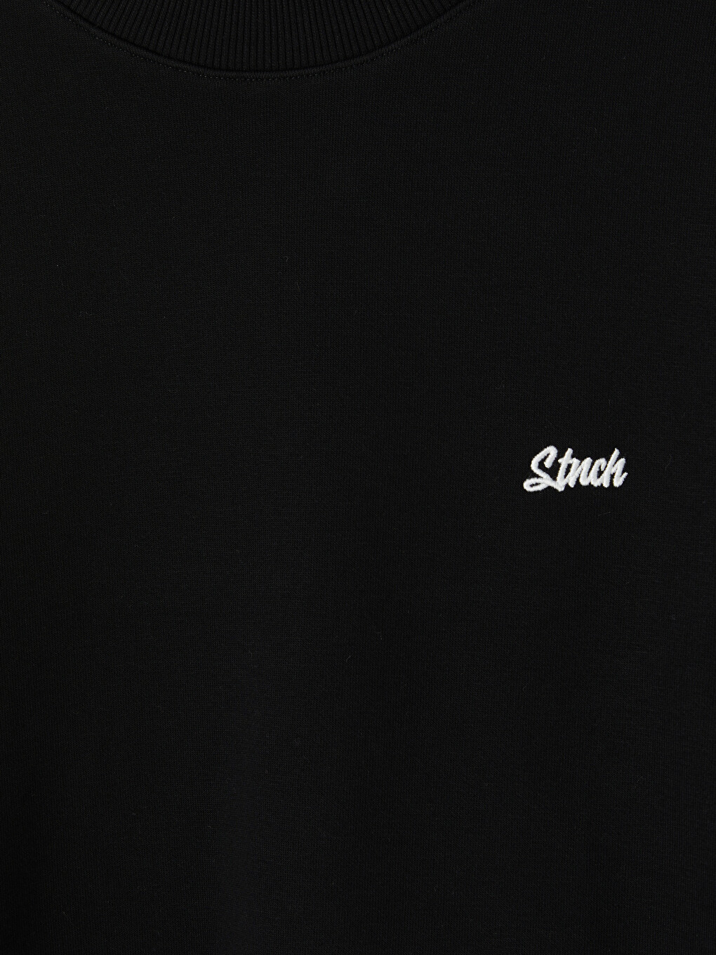 Siyah Bisiklet Yaka Nakışlı Erkek Sweatshirt-1
