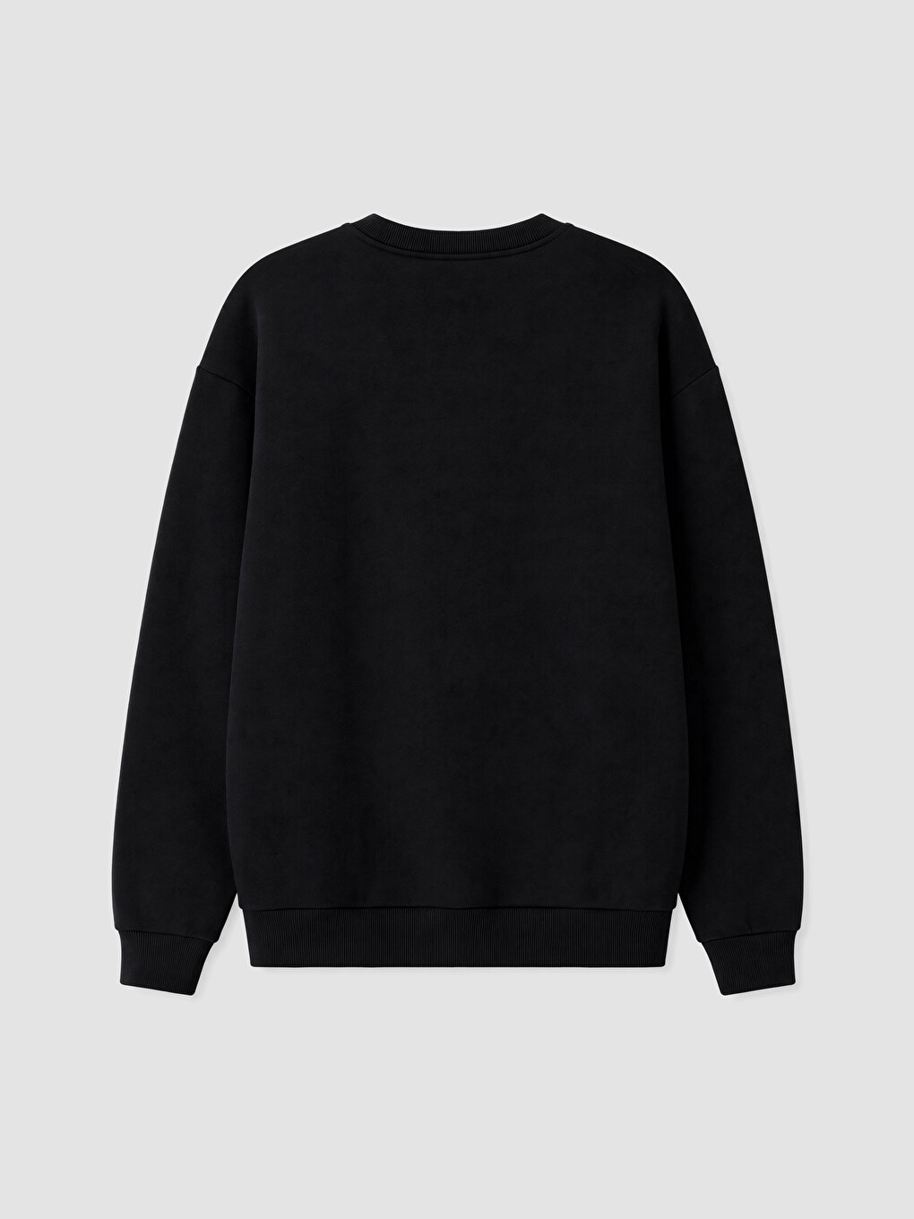 Siyah Bisiklet Yaka Nakışlı Erkek Sweatshirt-3