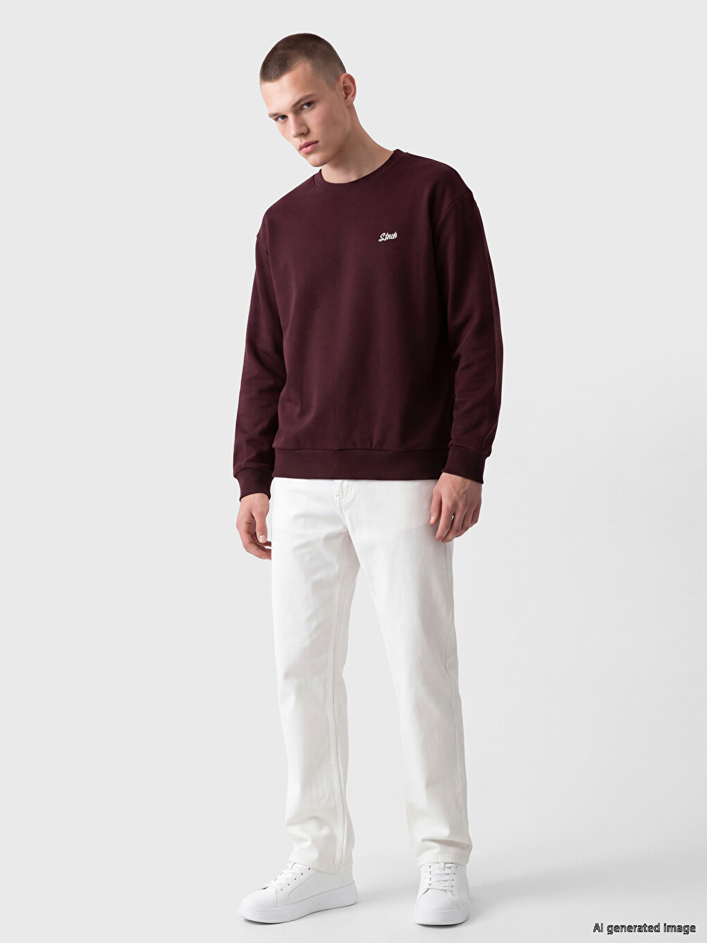 Crew Neck Stitch Embroidered Men's Sweatshirt-1