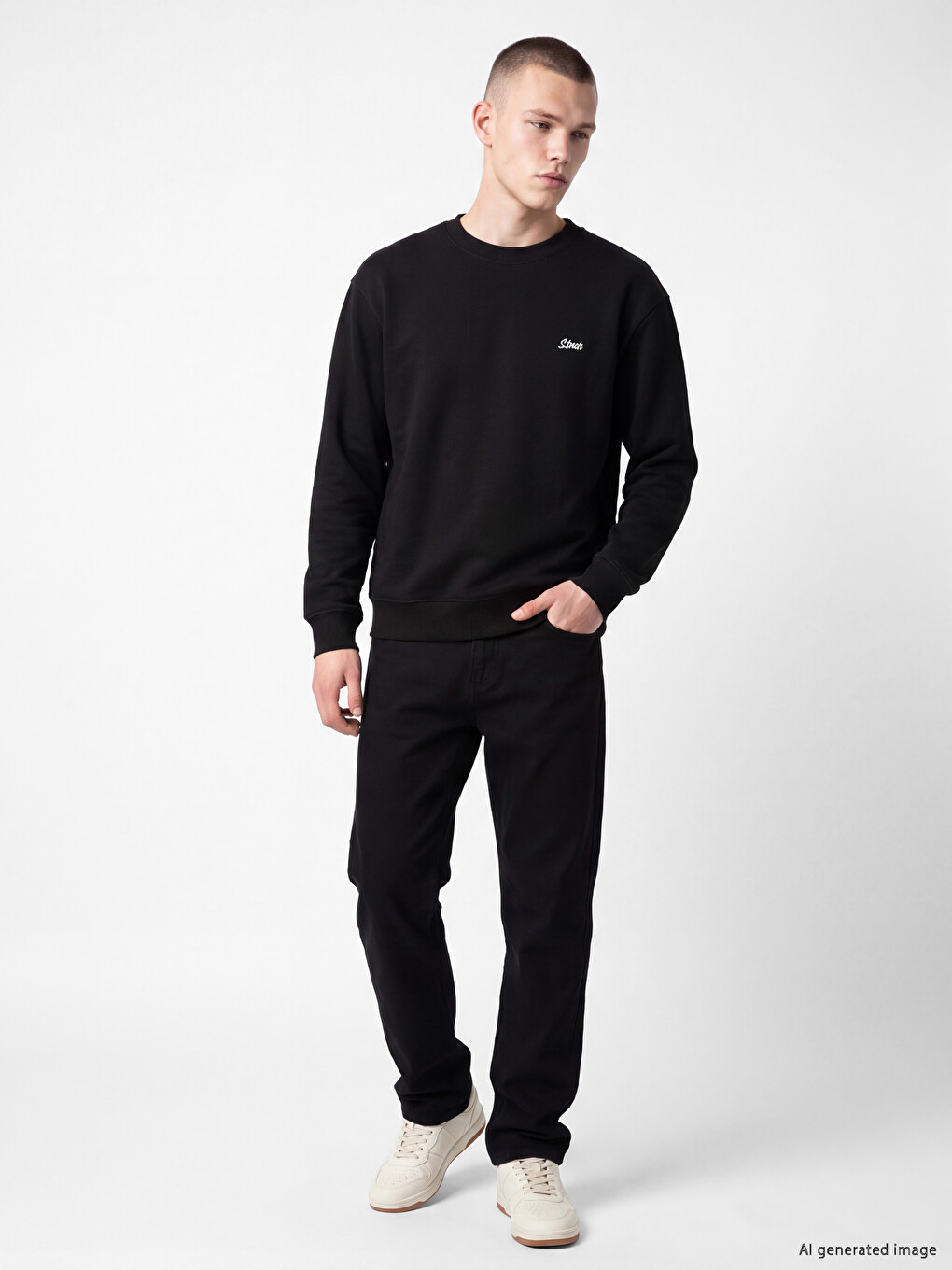 Crew Neck Embroidered Men's Sweatshirt-1