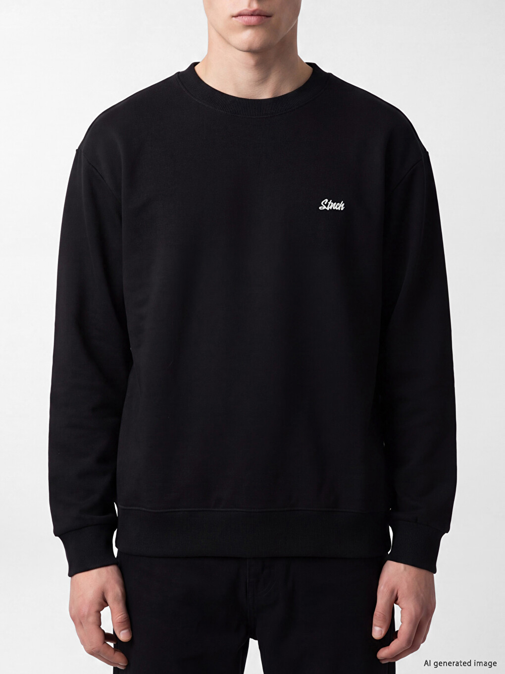 Crew Neck Embroidered Men's Sweatshirt-2