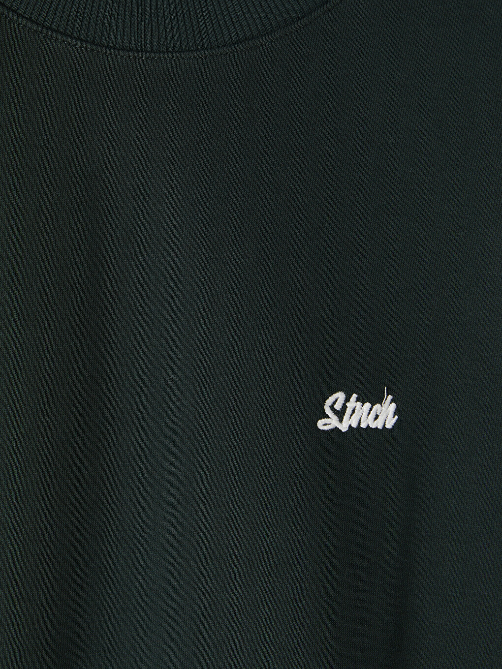 Yeşil Bisiklet Yaka Nakışlı Erkek Sweatshirt-1