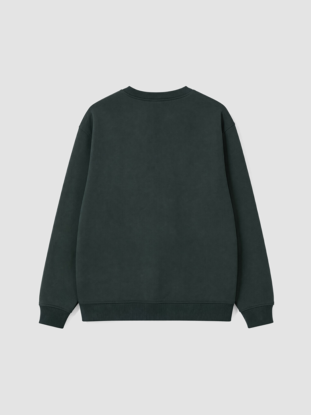 Yeşil Bisiklet Yaka Nakışlı Erkek Sweatshirt-2