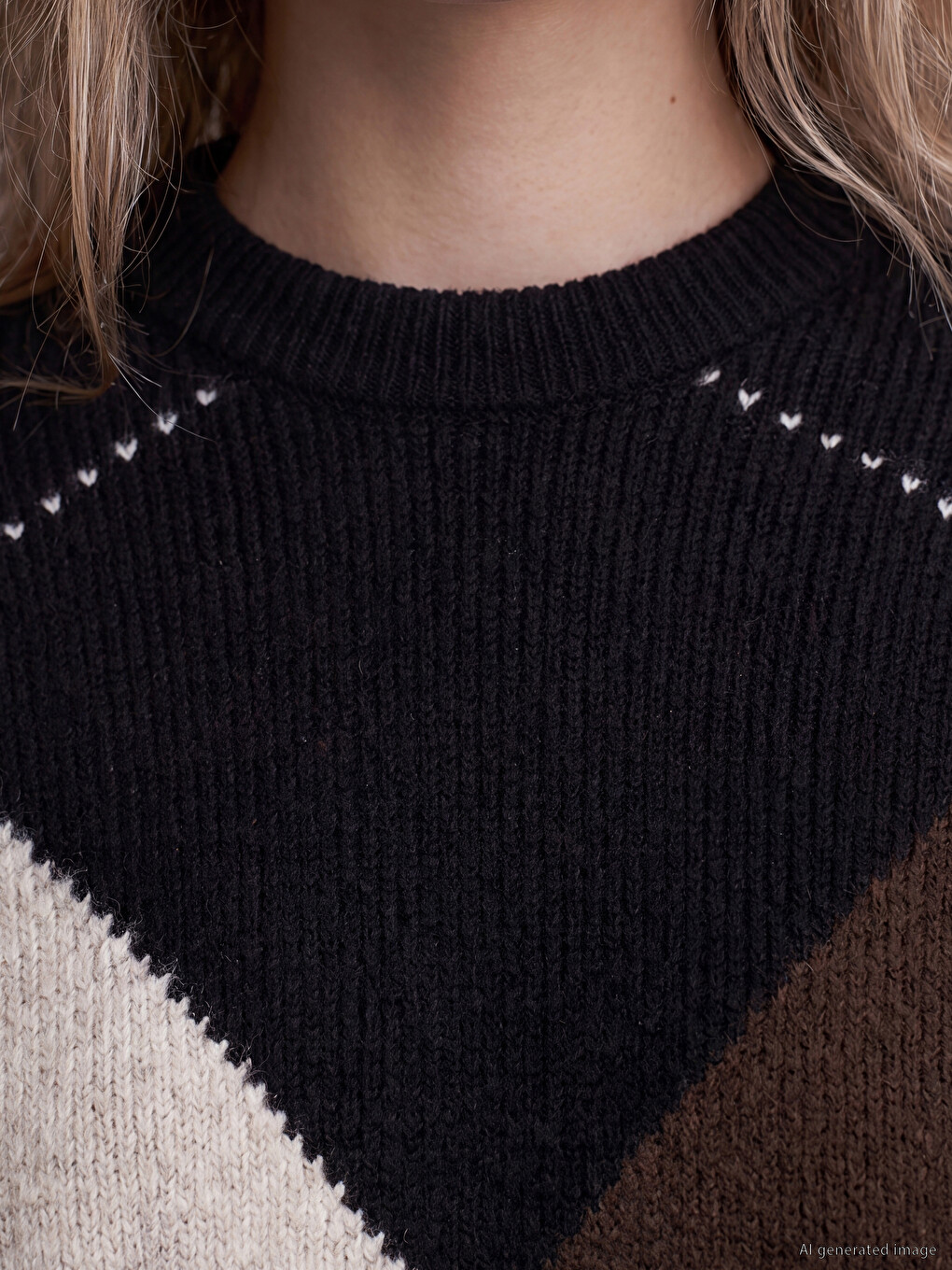 Crew Neck Argyle Patterned Women's Knitwear Sweater-2