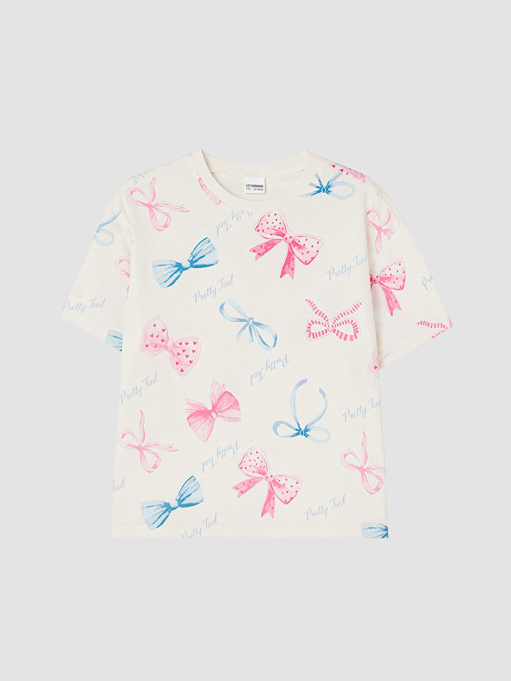 Ekru Baskılı Kız Çocuk Şortlu Pijama Takımı-1