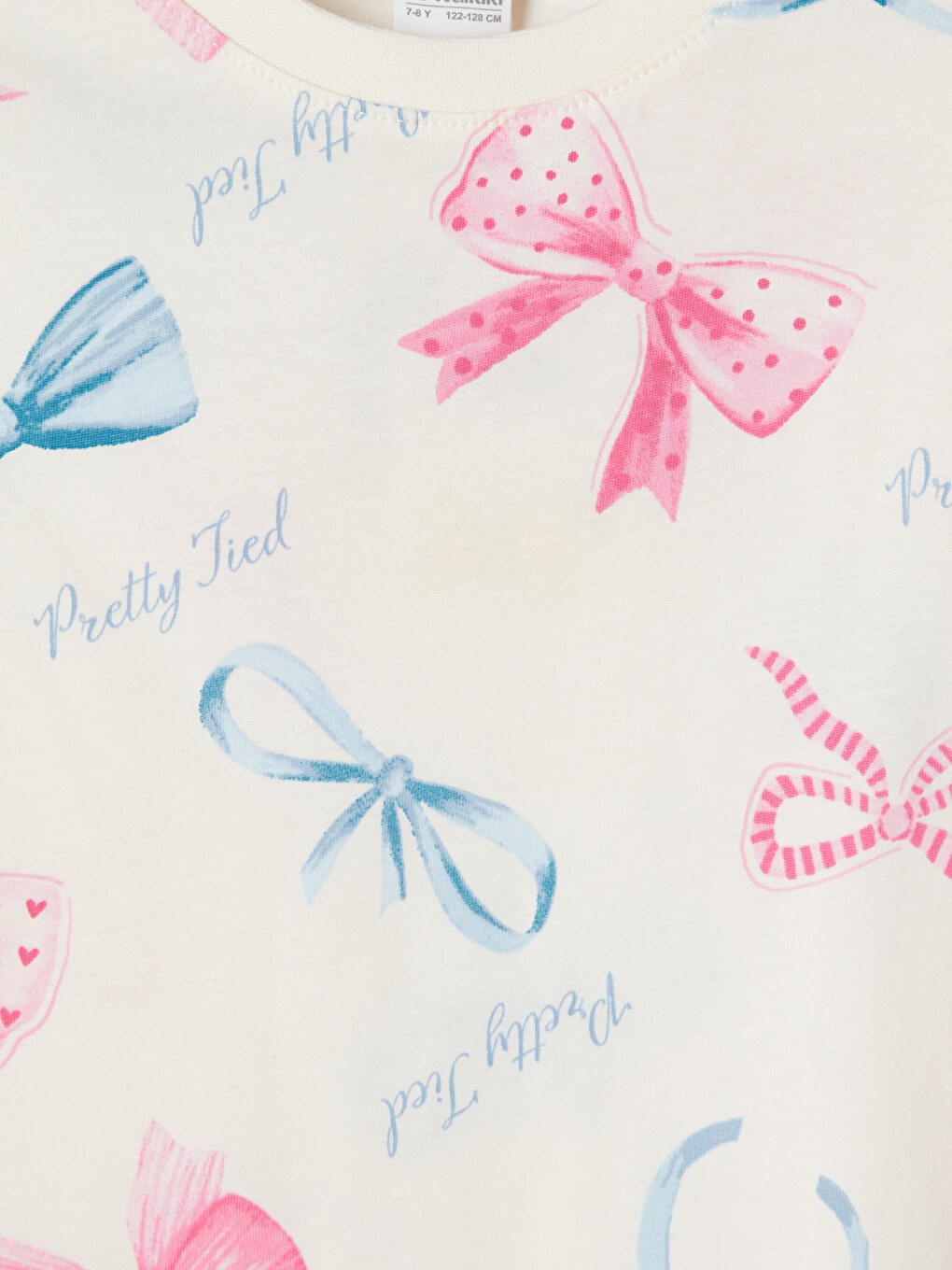 Ekru Baskılı Kız Çocuk Şortlu Pijama Takımı-2