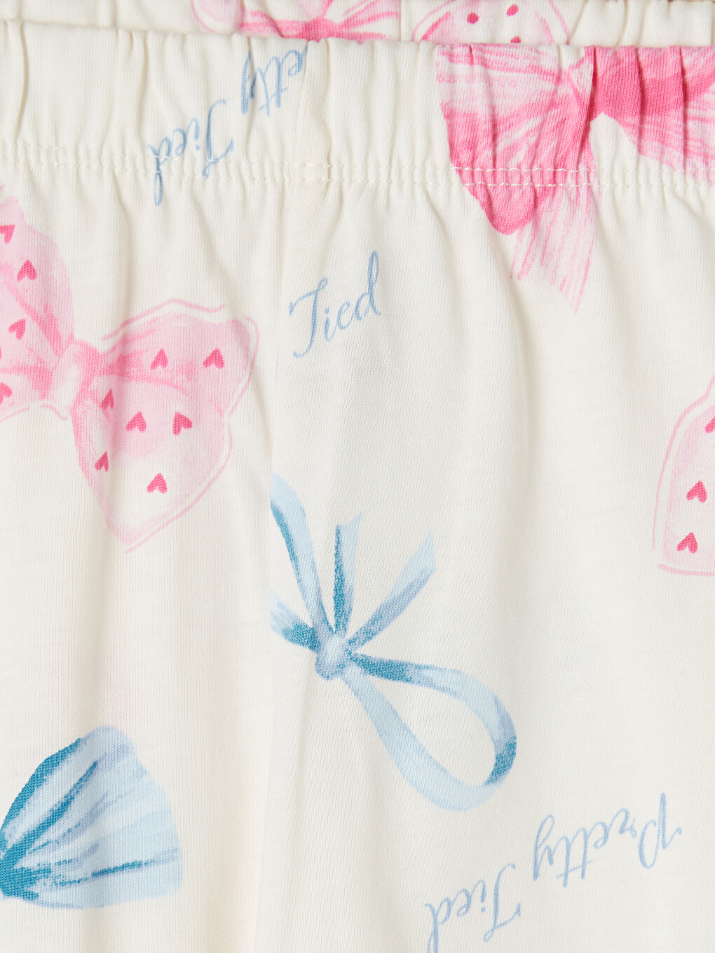 Ekru Baskılı Kız Çocuk Şortlu Pijama Takımı-5