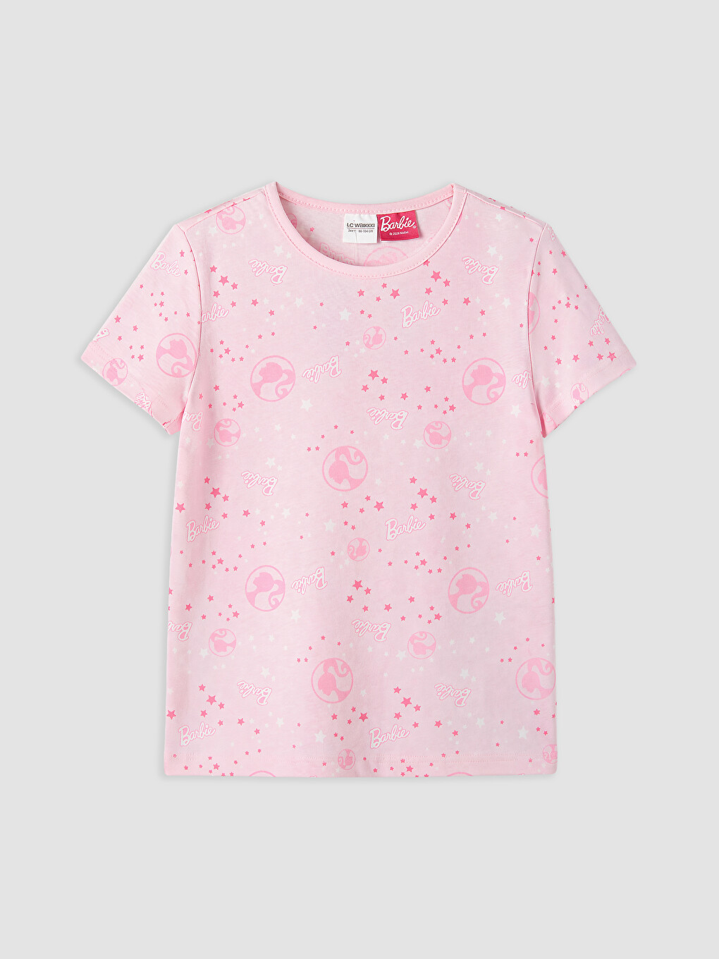 Pembe Barbie Baskılı Kız Çocuk Şortlu Pijama Takımı-1
