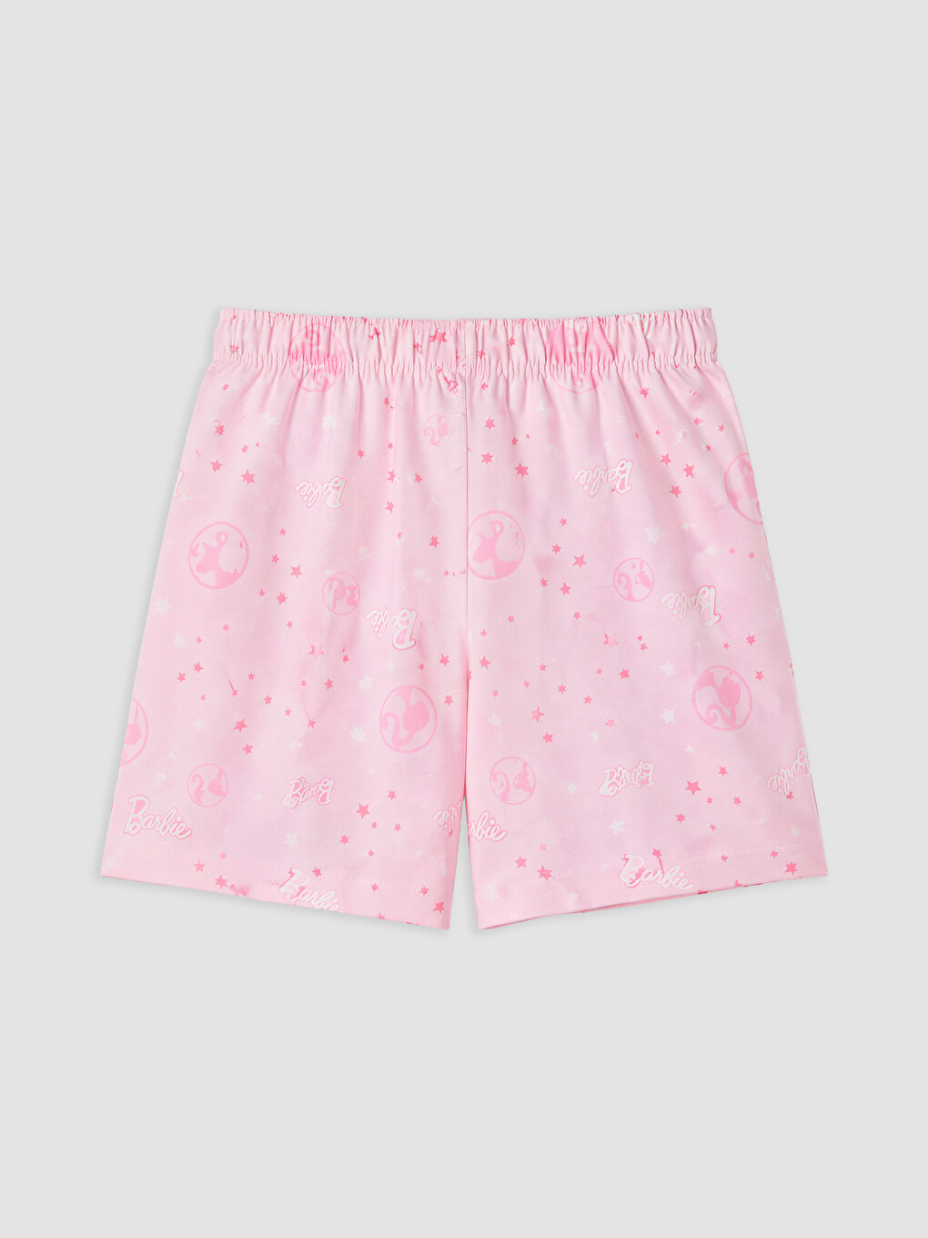 Pembe Barbie Baskılı Kız Çocuk Şortlu Pijama Takımı-2