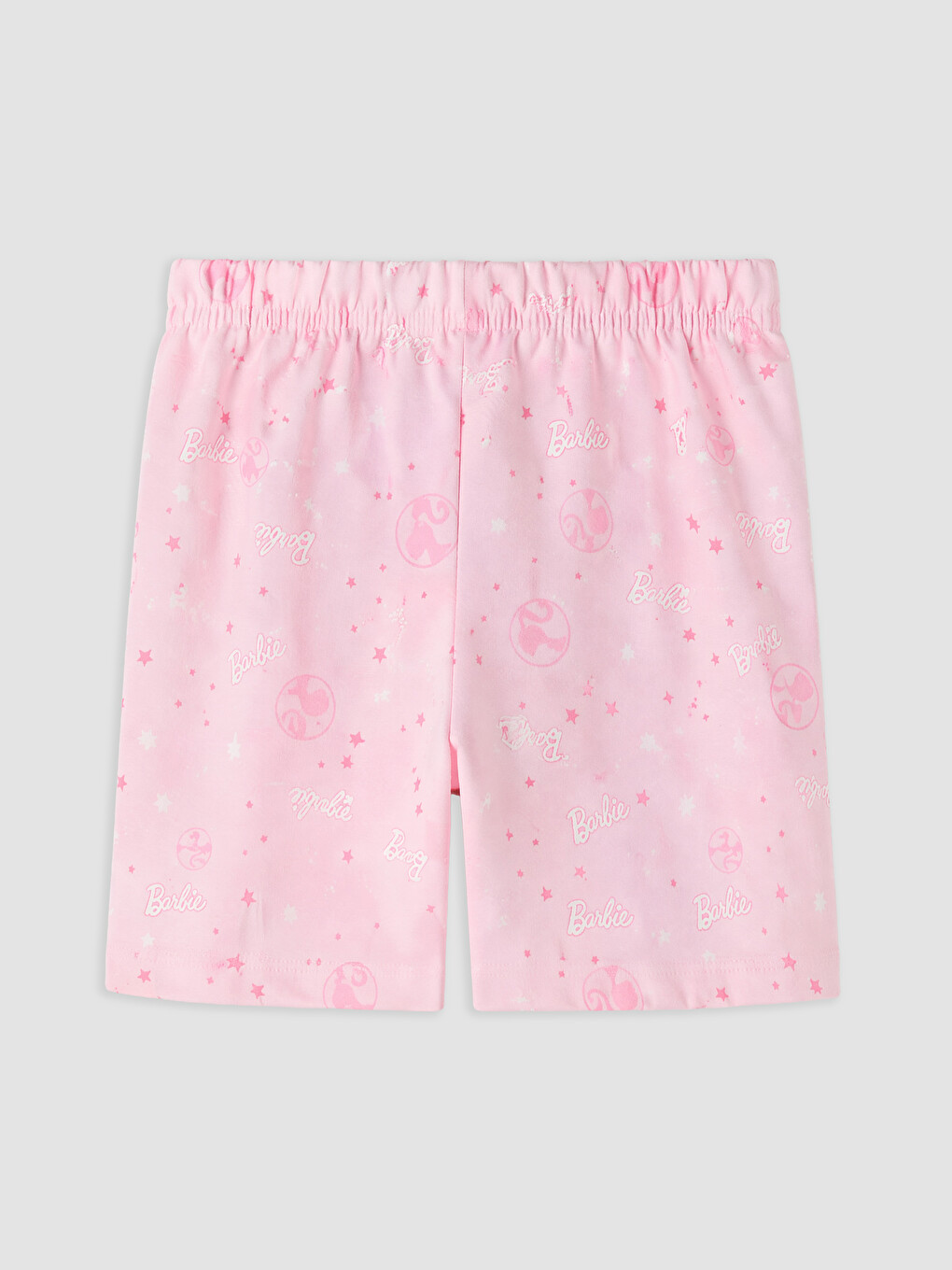 Pembe Barbie Baskılı Kız Çocuk Şortlu Pijama Takımı-3