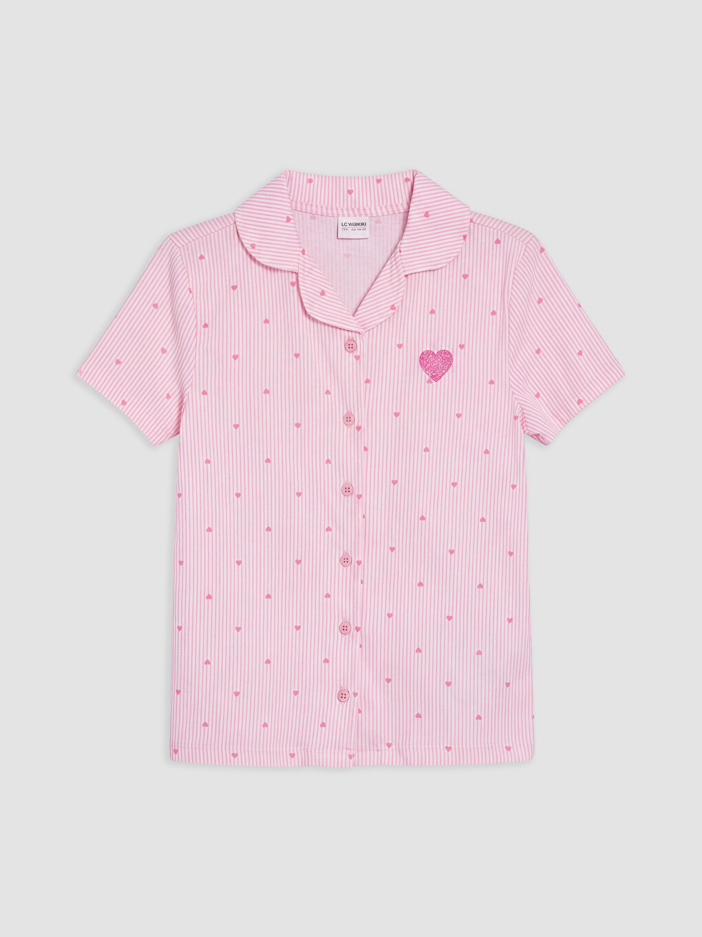 Pembe Gömlek Yaka Kız Çocuk Pijama Takım-1