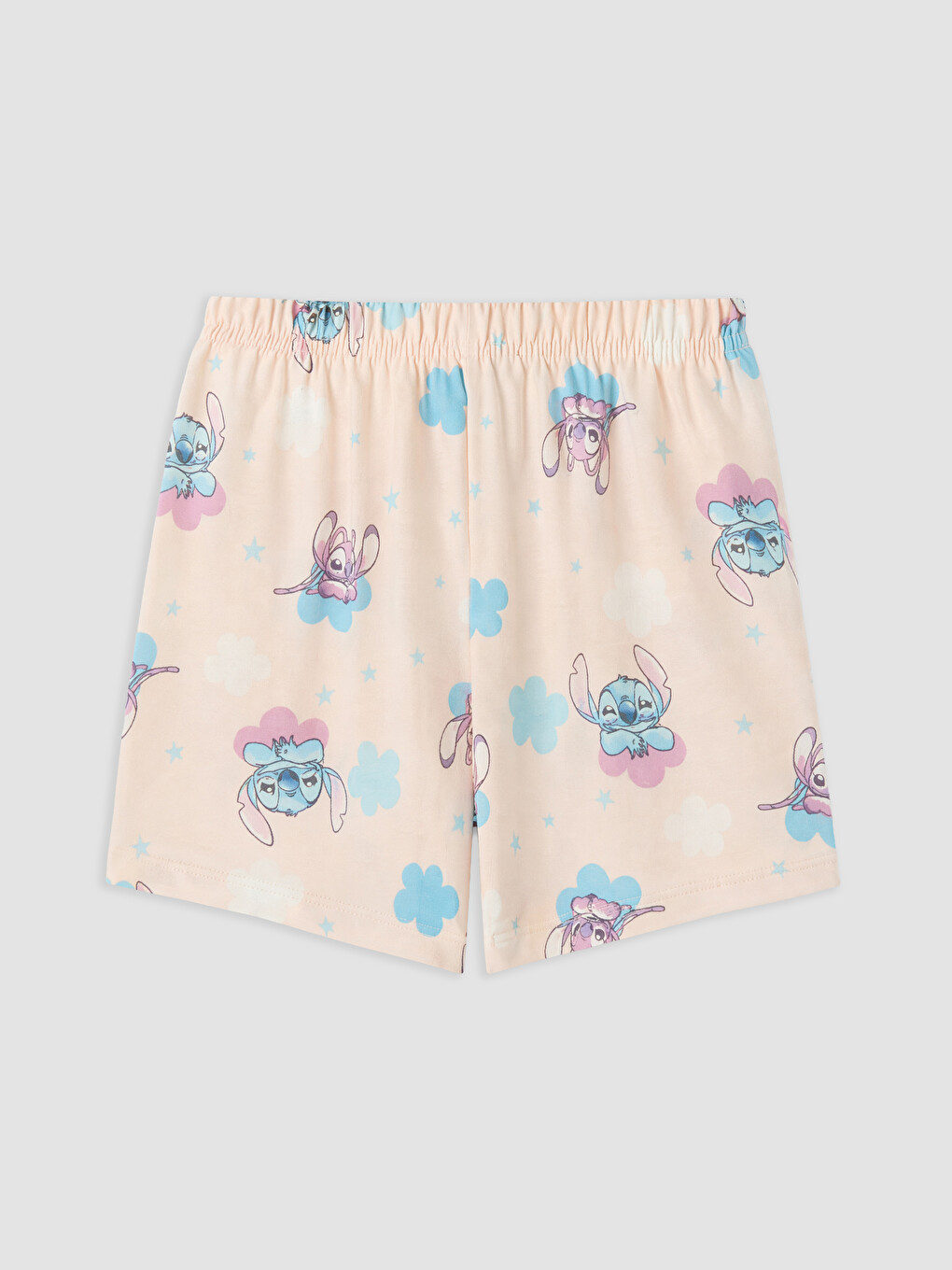Ekru Stitch Baskılı Kız Çocuk Şortlu Pijama Takımı-3