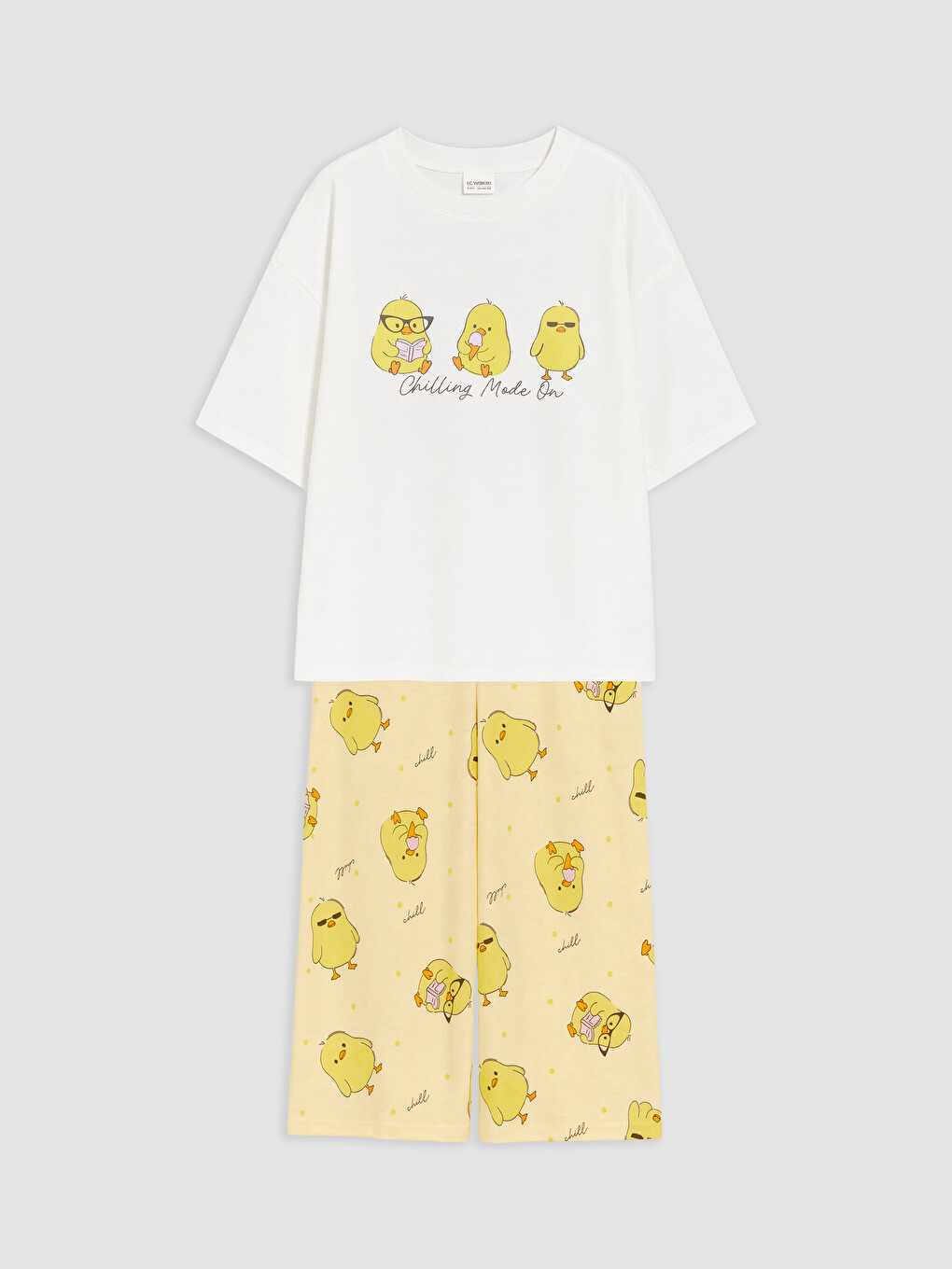 Crew Neck Printed Girls' Pyjamas Set