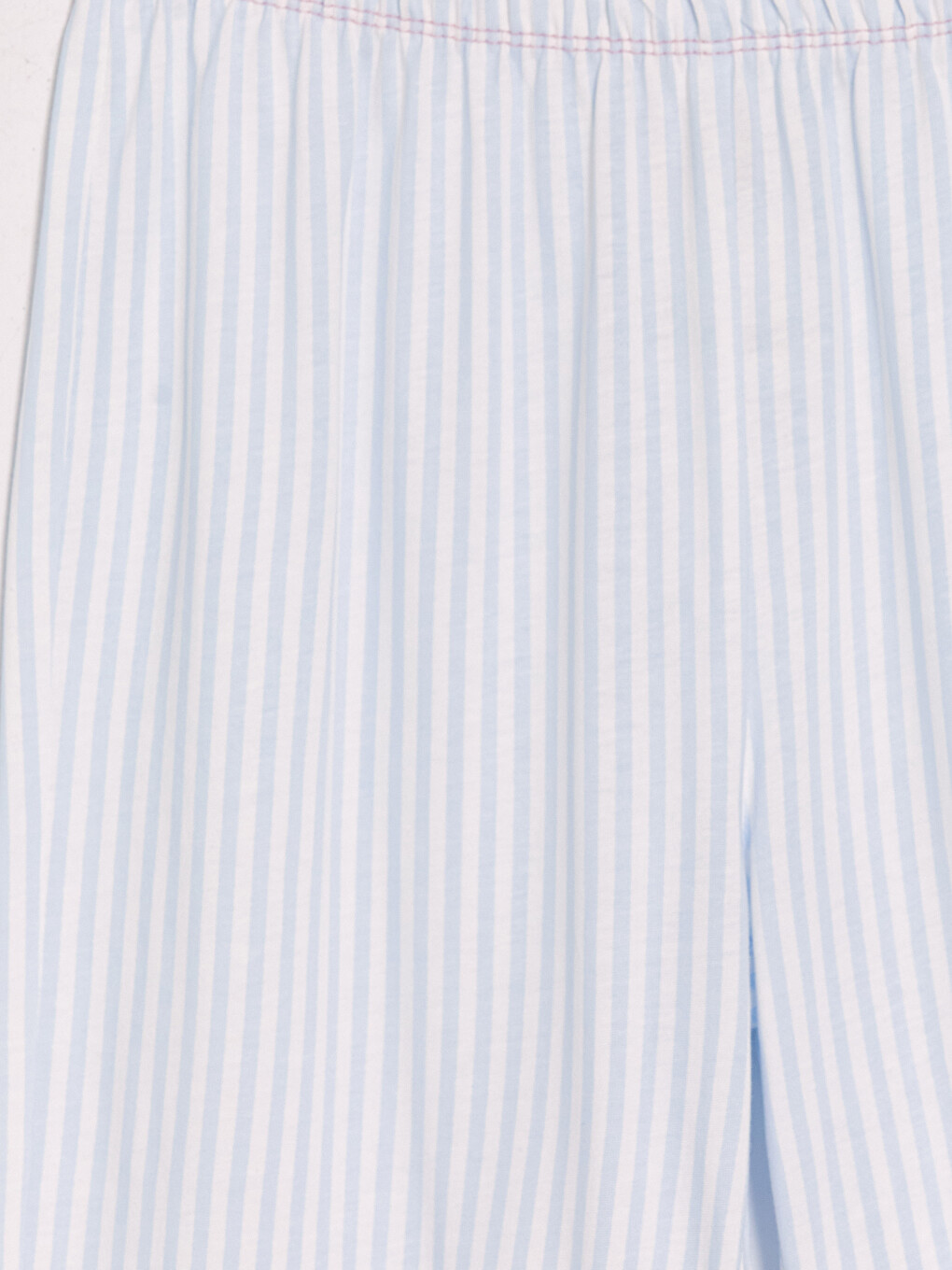 Beyaz Gömlek Yaka Çizgili Kız Çocuk Pijama Takımı-6