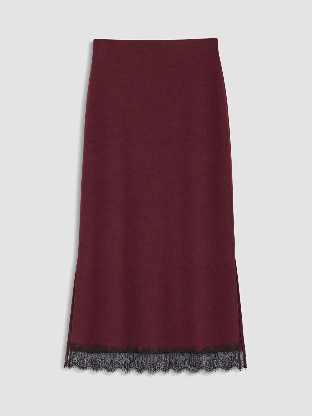 Elastic Waist Lace Detailed Slit Skirt-4
