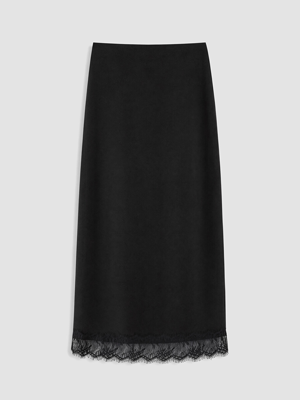 Elastic Waist Lace Detailed Slit Skirt-4