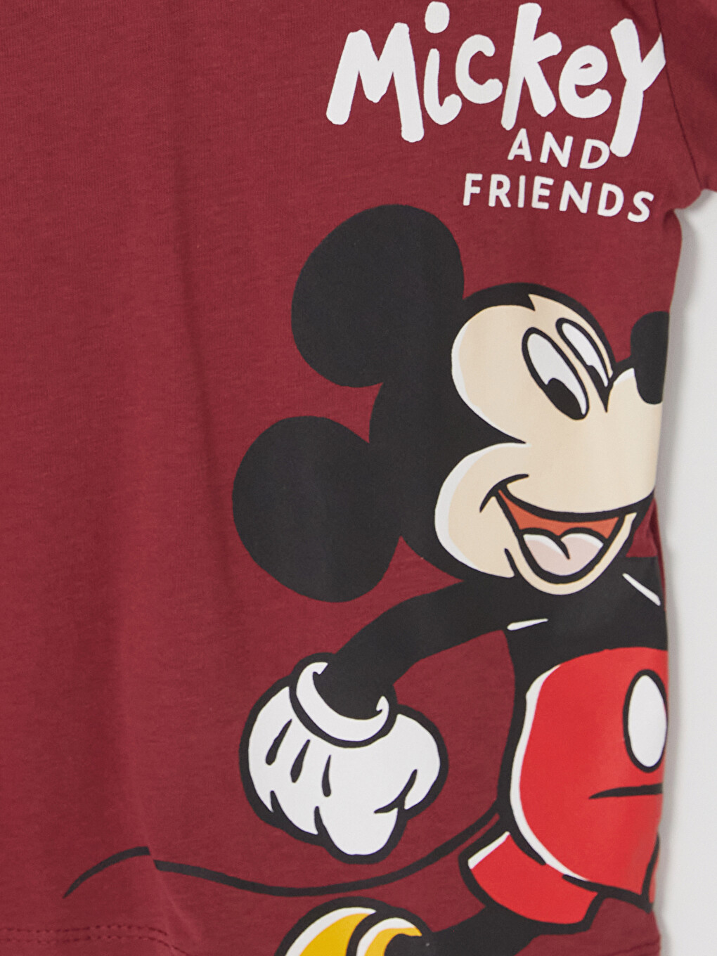 Bordo Mickey Mouse Baskılı Erkek Çocuk Tişört-4