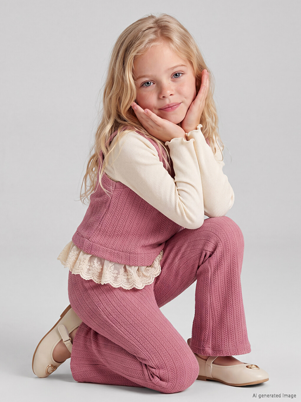 Crew Neck Girls' Set-1