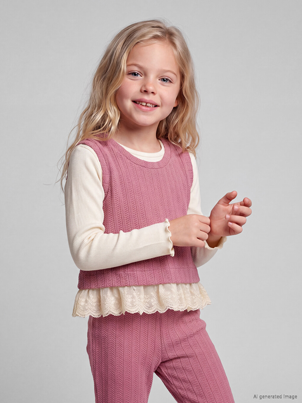 Crew Neck Girls' Set-2