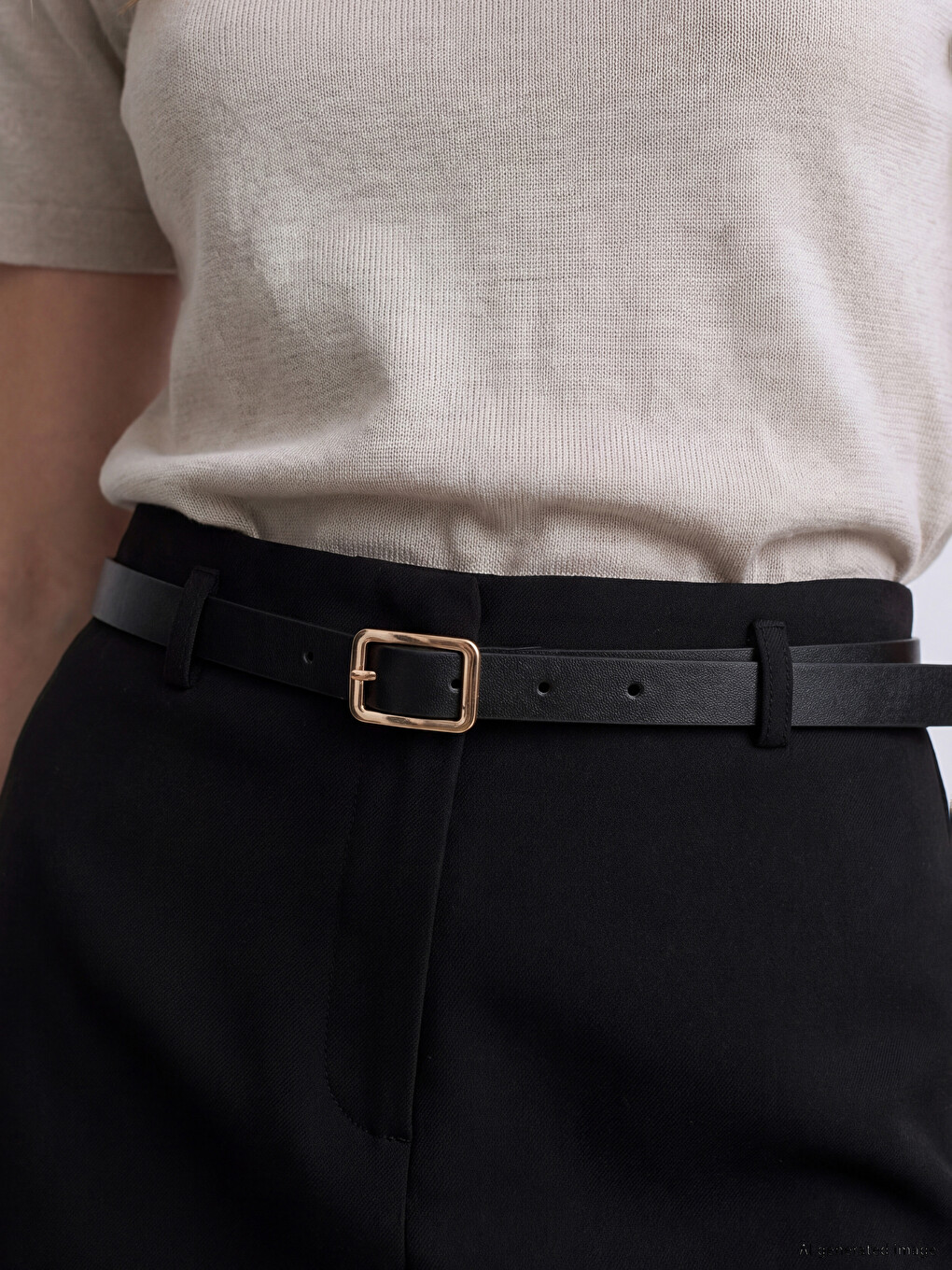 Waist Belted A Line Mini Skirt-2